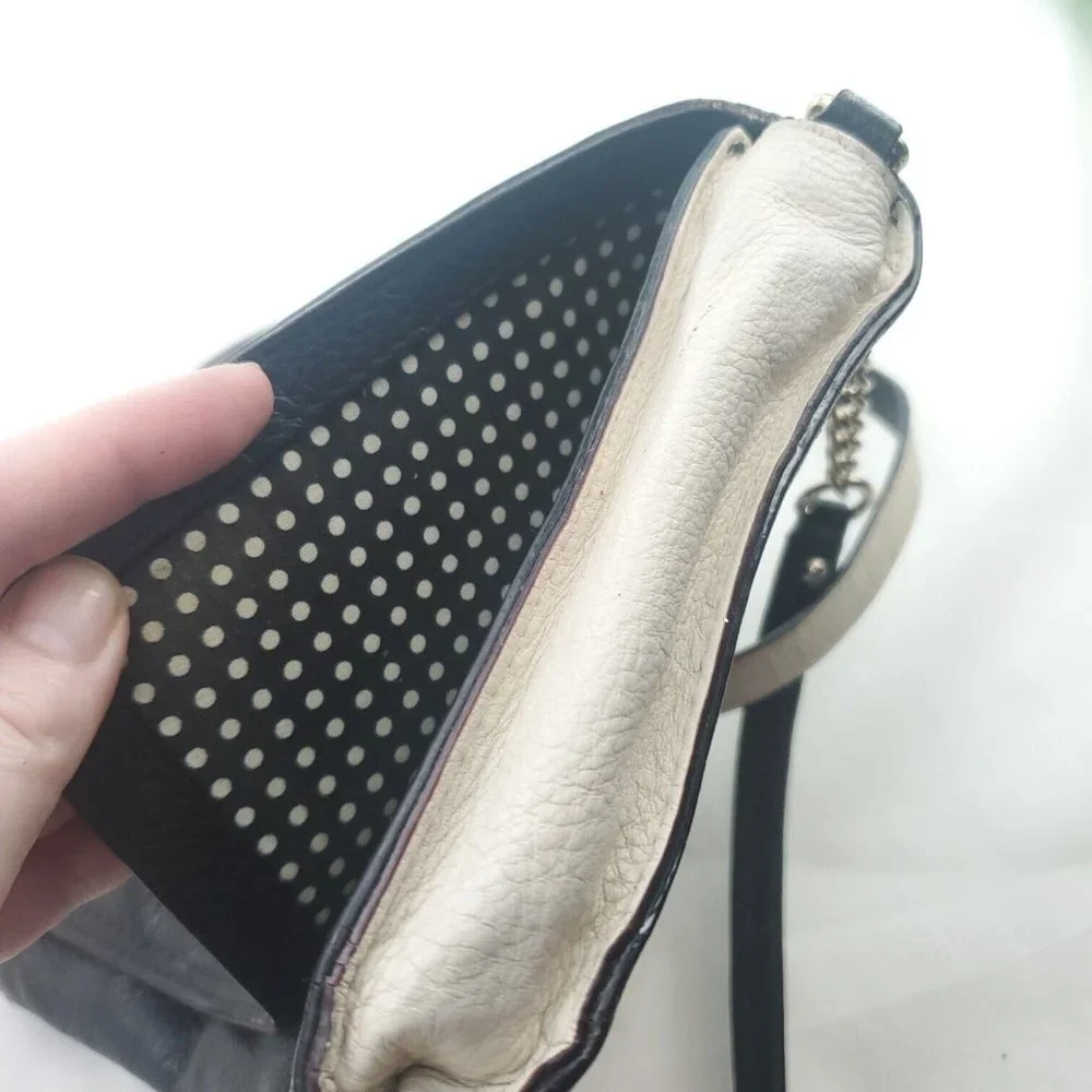Kate Spade Womens Black Leather Lined Inner Pockets Toggle Crossbody Bag
